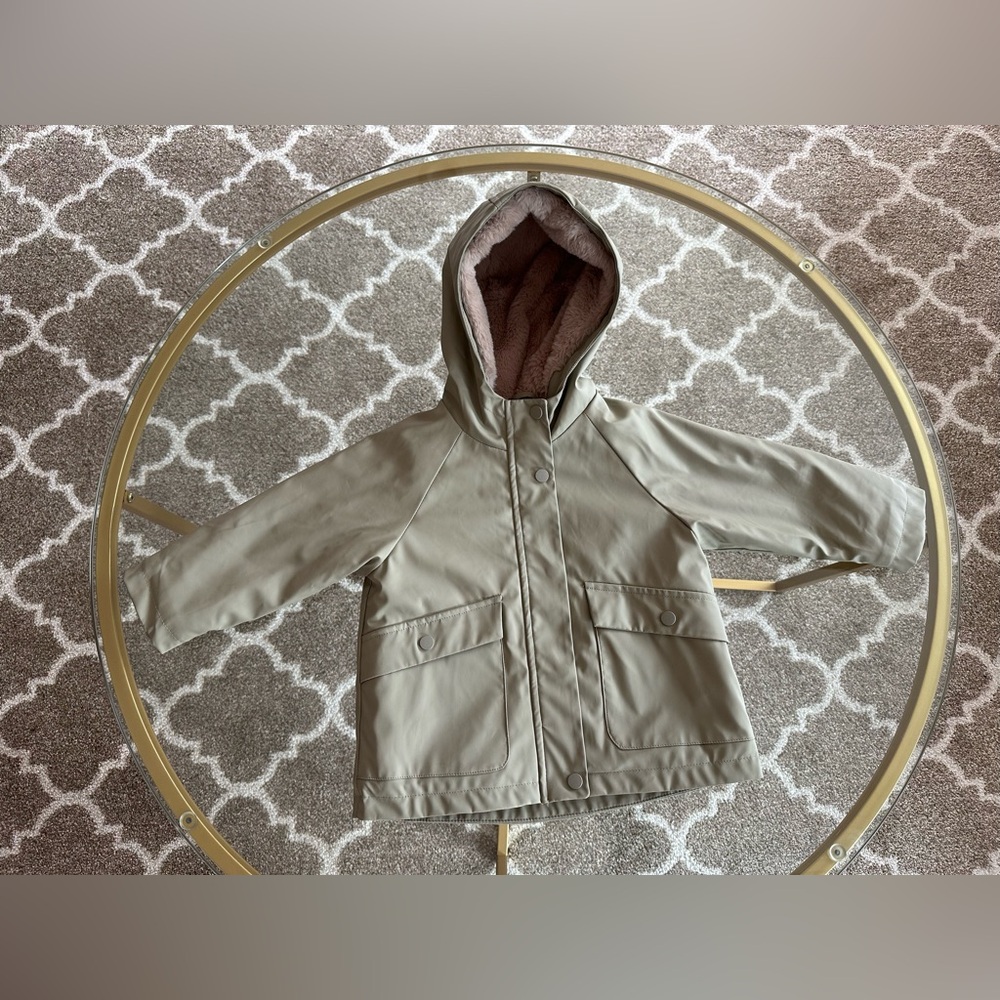 Zara - Faux Fur Lined Raincoat - size 12-18 months